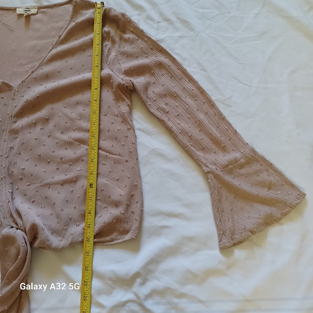 Entro Women's Blouse - Light Pink Tie-Front Size M - Picture 14 of 16